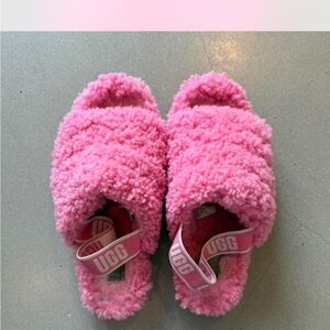 UGG  Pink Fluffy Slide Sandals size 8